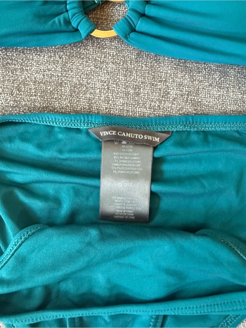 Vince Camuto Teal Ring-Front Bikini Set - Picture 2 of 4